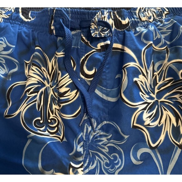 Men’s Speedo BLUE Floral Mesh Lined Elastic Drawstring Pockets Swim Trunks XL - Picture 5 of 8